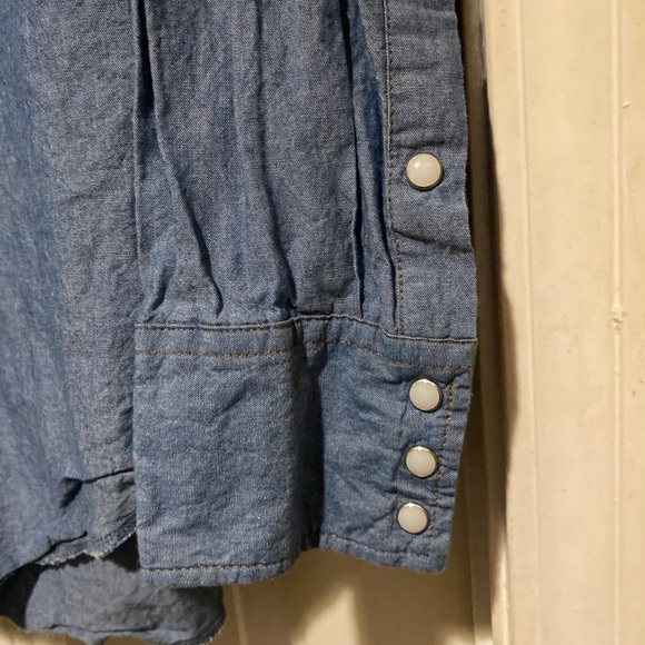 Wrangler Blue Pearl Snap Button Down Long Sleeve Shirt Men’s Size Large - Picture 4 of 6